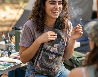 Bolso bandolera con estampado de hongos / Bolso bandolera para festivales (14,5 x 9 pulgadas)