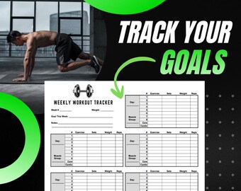 Wöchentlicher Fitness-Tracker Printable | Workout Planner, Gym Log (Digitaler Download)