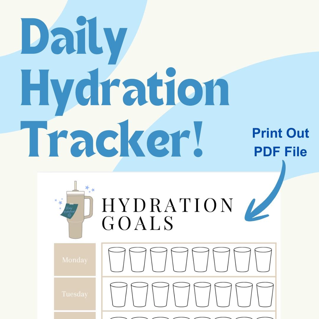 Daily Hydration Log Printable PDF | Water Intake Tracker | Minimalist ...