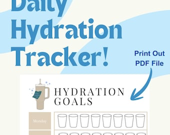 Registro de hidratación diaria / Planificador minimalista de bienestar (Descarga en PDF)