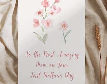 Erste Muttertagskarte | Aquarell Blumen (Printable PDF Download)