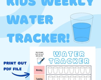 Registro semanal de consumo de agua para niños, tabla de hábitos para colorear (descarga en PDF)