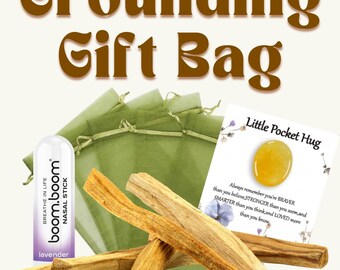 Grounding Gift Set – Worry Stone, Palo Santo Sticks, Lavender Nasal Stick, Affirmation, Anxiety Relief, Mindfulness Kit, Meditation Gift