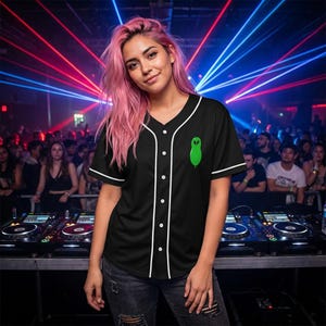 Have You Seen Kevin? Baseball Jersey | Alien Patch Chest, Black Button-Up