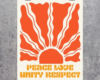 Póster Paz, Amor, Unidad y Respeto / Impresión artística vertical mate