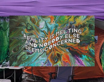 La realidad se está derritiendo / Bandera psicodélica rave / Tótem de festival / Decoración de pared hippie / Viaje
