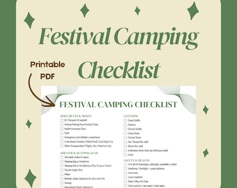 Lista de verificación para acampar en festivales / Festival de música / EDM / Perfecto para: Bonnaroo Lost Lands Electric Forest Okeechobee Fest Hulaween