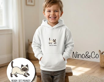 Kids (1-13yr) Cat Hoodie "Ready, Set, Pounce!" - Soft Cotton Blend Sweater - Gift for Little Cat Lovers - EU Shipping - Nino&Co