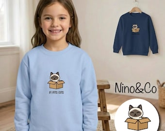 Jersey infantil (1-13 años) con diseño de gato "Si encajo, me siento" - Suave y cómodo, mezcla de algodón - Regalo único para amantes de los gatos - Envío a la UE - Nino&Co