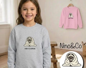 Jersey infantil (1-13 años) con diseño de gato "Purr-ito Supreme" - Suave y cómodo, mezcla de algodón - Regalo único para amantes de los gatos - Envío a la UE - Nino&Co