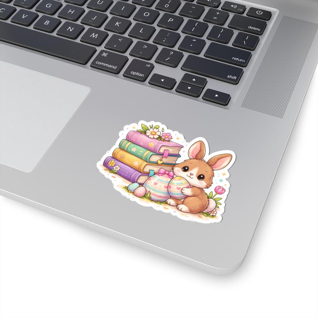 Easter Bunny Books Sticker | Pastel Springtime Vinyl Decal (kiss-cut ...