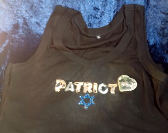 Patriot Tank Top Hand Beaded. XL