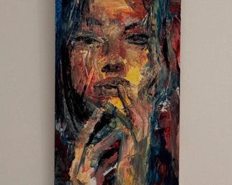 Original Oil/Mixed Media Painting "Brazil Exclusive" by Erik Warn — 2018 — Expressive Female Portrait