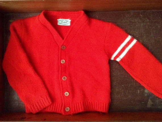 Vintage Kinder Varsity truirood gebreid vestGeek chique Vintage RODE wollen Mid Century vest trui grote maat | Etsy