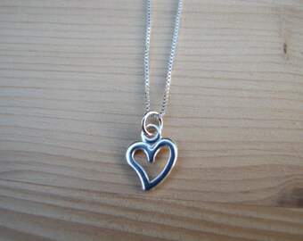 Heart Pendant Necklace Sterling Silver - Delicate