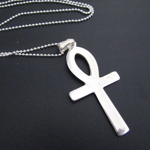 Original Classic Large Ankh Pendant Necklace Sterling Silver, Key of Life