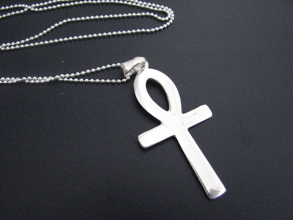 large sterling silver ankh pendant