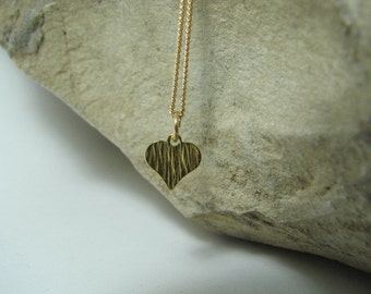 Tiny Gold Heart Necklace, 14K Gold Filled, Minimalist Dainty Charm Pendant