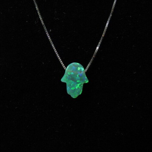 Gemlings Sterling Silber Hamsa Halskette Mit Erstellt Opal