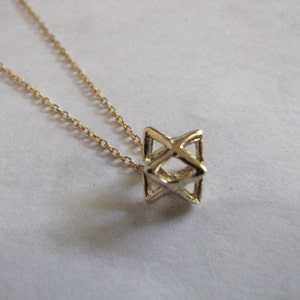 Merkaba-ketting, 14 kt gouden merkaba-bedel aan fijne ketting, massief gouden merkaba-hanger, originele sieraden