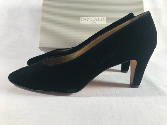 Pancaldi Black Velvet Heels 8.5AA - image 2