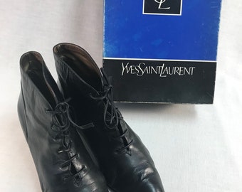 Yves Saint Laurent Black Low Boots size 8.5