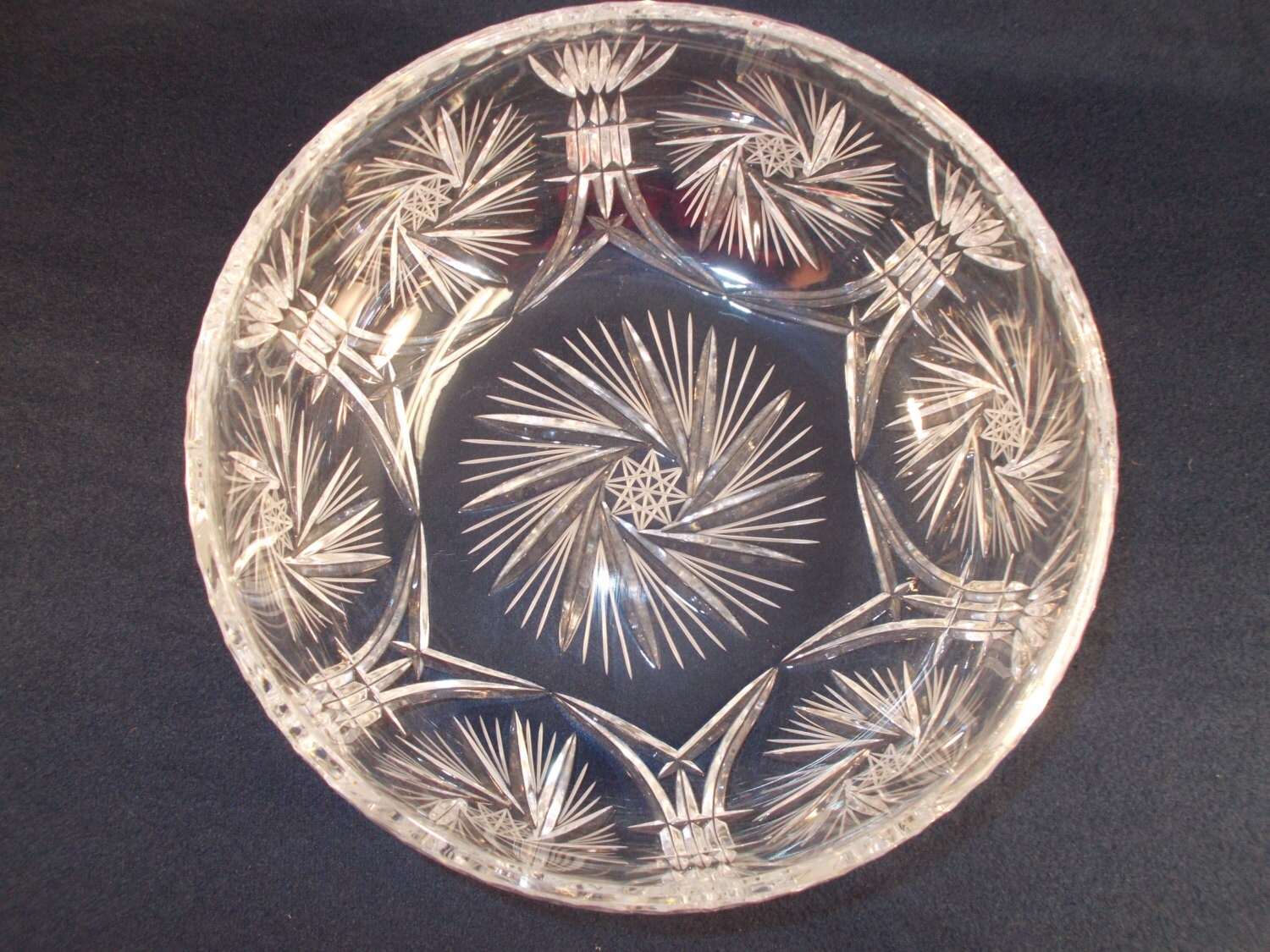Polish Cut Crystal Bowl Pinwheel and Starburst Pattern Etsy