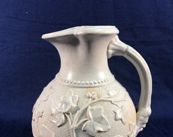 Antique English Mid 19th Century Salt Glazed Earthenware Pitcher