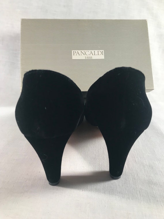 Pancaldi Black Velvet Heels 8.5AA - image 4