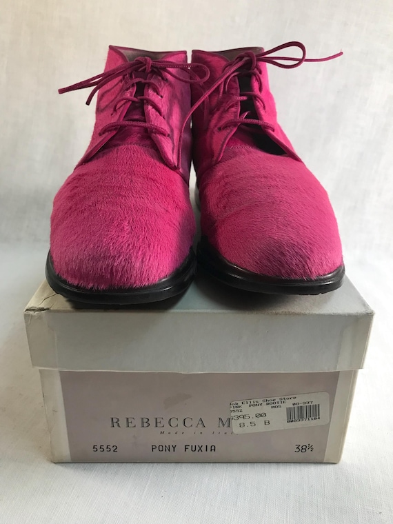 Hot Pink Pony Skin Short Lace up Boots