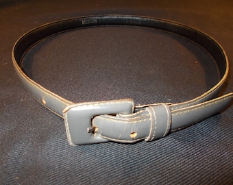 Yves Saint Laurent Grey Leather Belt