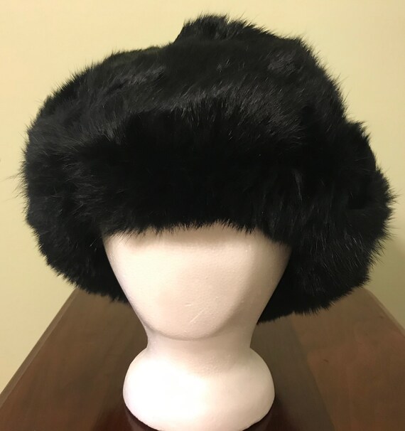 Vintage Black Mink Ladies’ Hat with Flap Ear Muffs