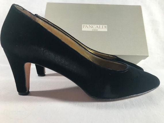 Pancaldi Black Velvet Heels 8.5AA - image 1