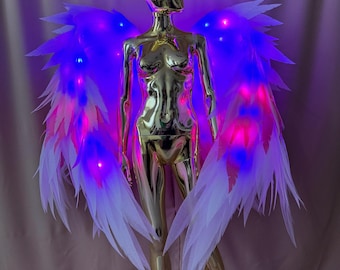 Large LED wings - Wings—a prop for performances- Glowing wings - White angel wings costume for adult