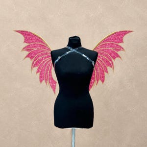 Roze feeënvleugels voor volwassenen, glitterkostuumvleugels, festivalvleugels, fantasiecosplayvleugels, feeënkostuum, Renaissancebeurs, Halloweenvleugels