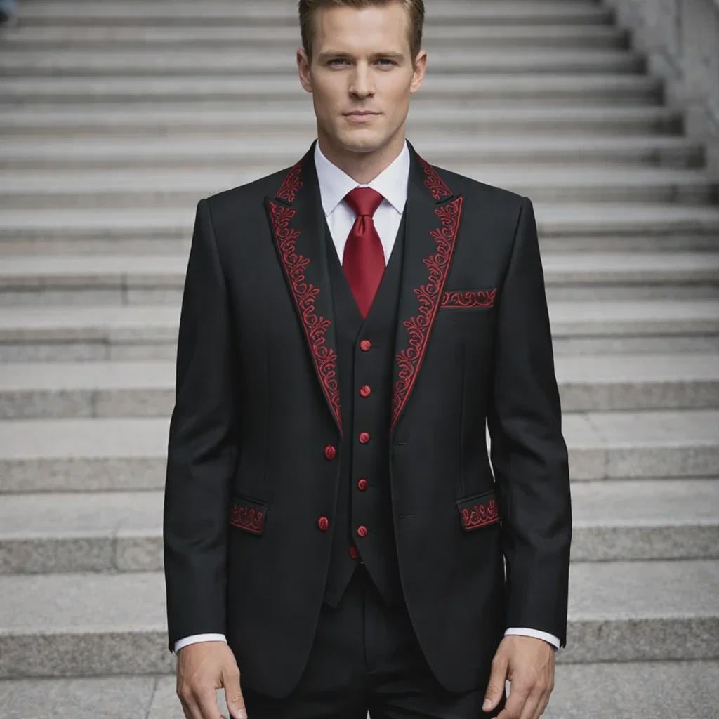 red and black dress suit Men's 3 Piece Size:M (8-10)