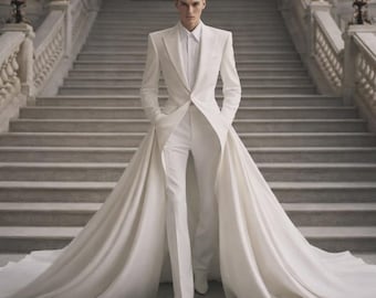 Traje de frac real con capa para hombre: esmoquin de boda estilo vintage