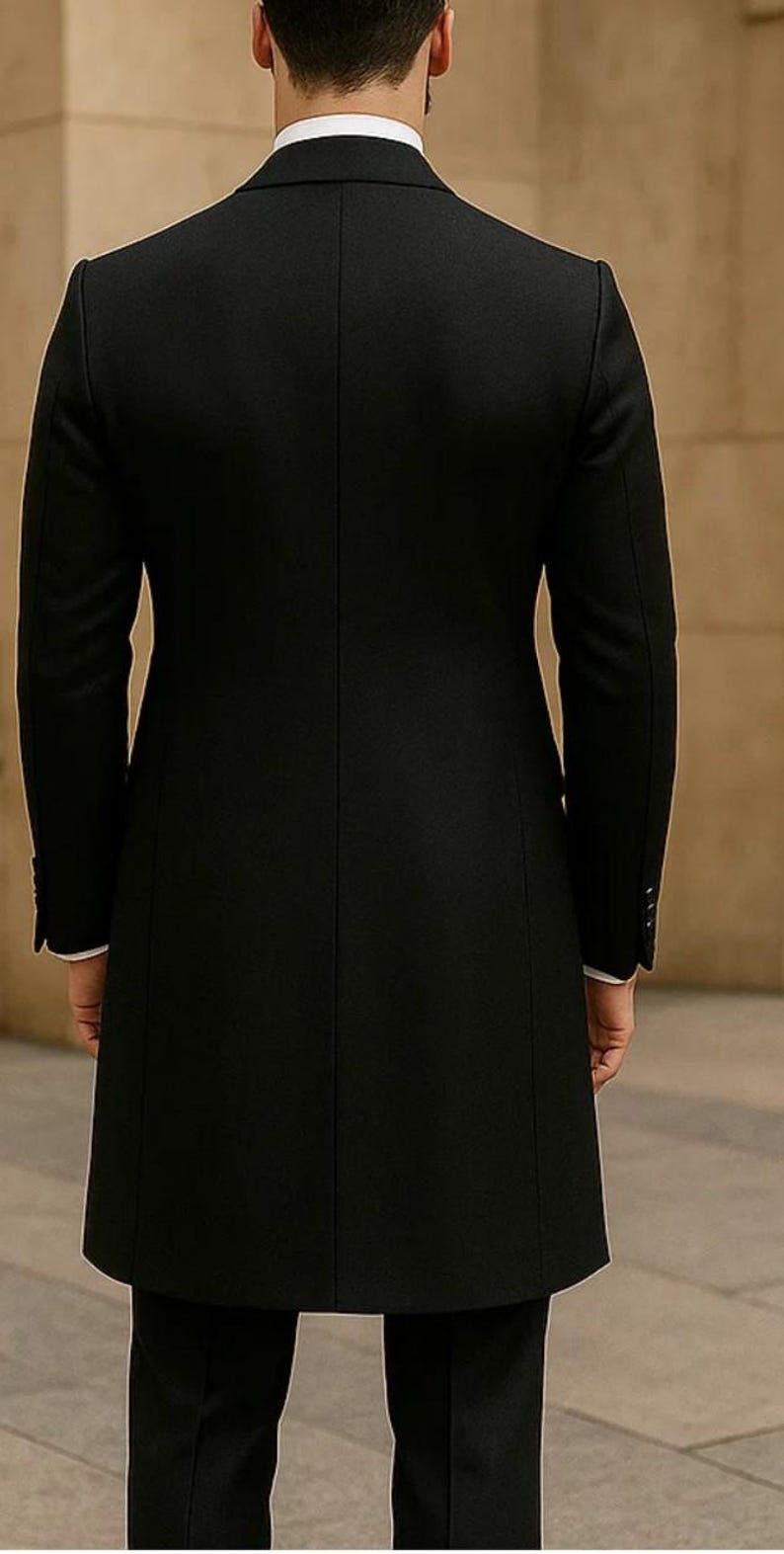 Black 3-piece Long Coat Suit – Vintage Formal Tailcoat Tuxedo for Men ...