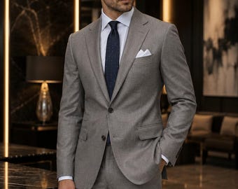 Herren Grauer Slim Fit 2-Teiliger | Maßgeschneiderte Hochzeit Bräutigam Formelle Outfit