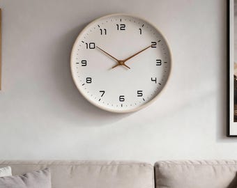 Nordic Solid Wood Wall Clock, Silent Minimalist Scandinavian Decor, Large Living Room Kitchen timepiece