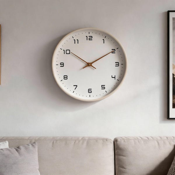 Nordic Solid Wood Wall Clock, Silent Minimalist Scandinavian Decor, Large Living Room Kitchen timepiece