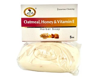 Oatmeal Honey Vitamin E Soap | Soothing Moisturizing Body Bar | Natural Handmade Soap | Gentle Skin Cleanser