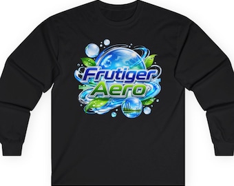 Frutiger Aero Logo Graphic Long Sleeve Tee | Bubble Tech Vaporwave Style