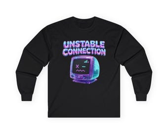 Unstable Connection computer graphic Long Sleeve Tee | retro vaporwave tech