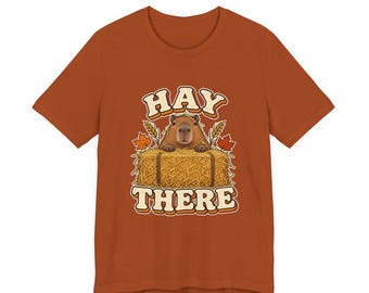 Capybara Hay Bale Tee | Autumn Harvest Design, Lightweight Cotton