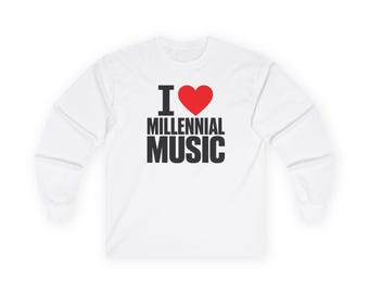 I  Millennial Music Long Sleeve Tee | Retro Heart Music Typography