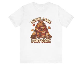 Capybara Autumn Scarf T-Shirt | Cozy Fall Tee (Airlume Cotton)