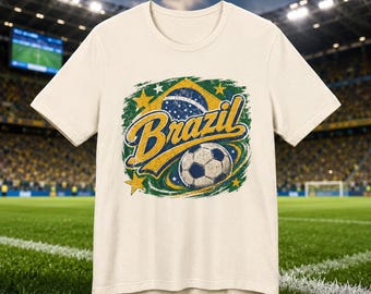 Brazil Soccer Shirt, Brazilian Football Tee, Vintage Game Day Graphic T Shirt