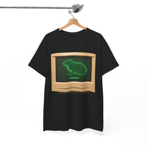 Capybara On a CRT Monitor Shirt: Funny Retro Tech Graphic Tee