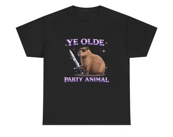 Ye Olde Party Animal T-Shirt | Capybara with Sword Funny Party Gift